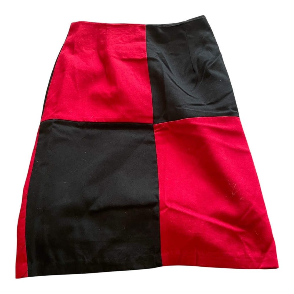 Vintage 90s Red Black Color Block high waisted mini skirt goth Harley Quinn 5